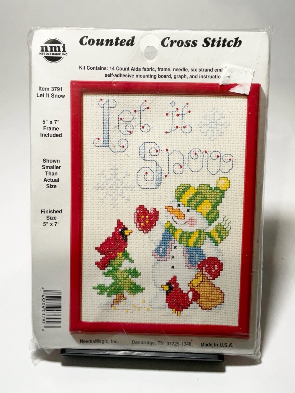 Counted Cross Stitch Complete Kit Let It Snow Frame 5" x 7" Finished Size NIP
